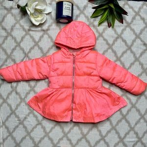 Neon hot pink kids puffer coat with skirt